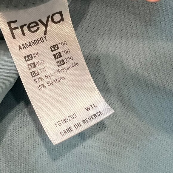 Freya 32G AA5450 Offbeat Underwire T-Shirt Plunge Bra Blue With Peach Straps Lac - Picture 3 of 3